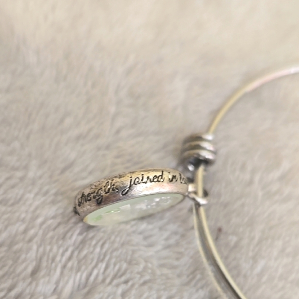 #031 Silver Charm Bracelet with Green Accents - Picture 4 of 4